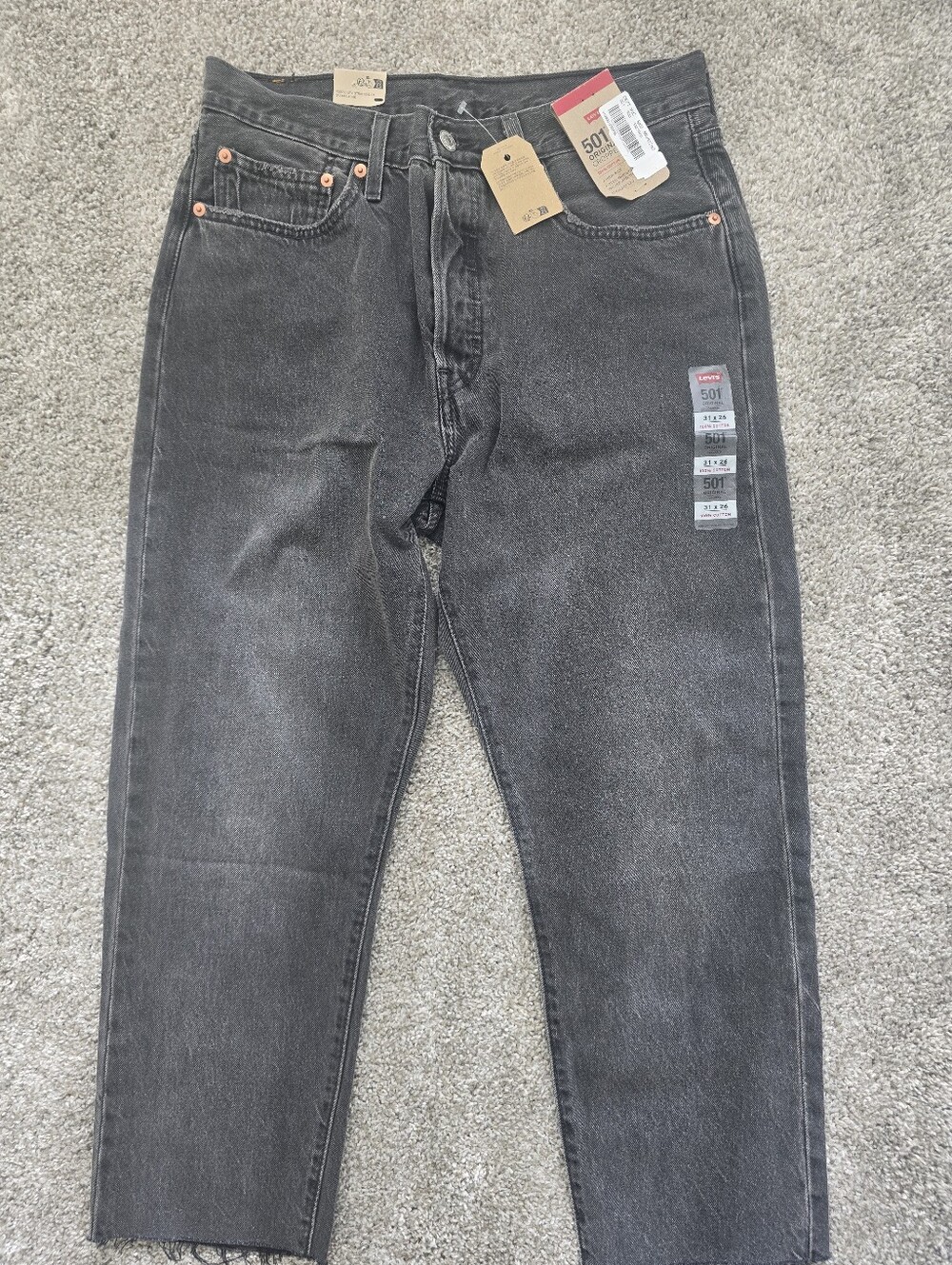 Levi's 501 Cropped Straight Jeans in Washed Black